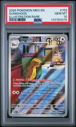 2025 POKEMON MEG EN-MEGA EVOLUTION ILLUSTRATION RARE #153 GUMSHOOS PSA 10 - Image 1
