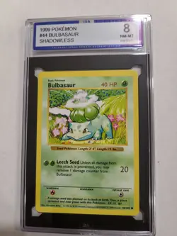 Pokemon BULBASAUR - 8 NM+ Shadowless Base Set Starter - 44/102 - Image 1