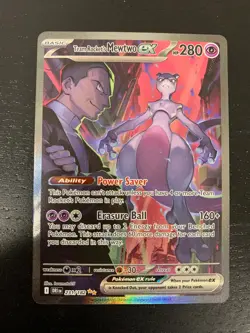 2025 Scarlet & Violet Black Bolt Team Rocket's Mewtwo EX Holo SAR #231/182 - Image 1