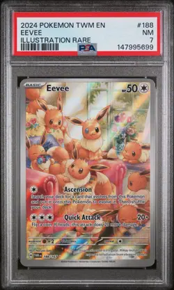 Pokemon Eevee 2024 Illustration Rare Holo Twilight Masquerade 188/167 PSA 7 - Image 1