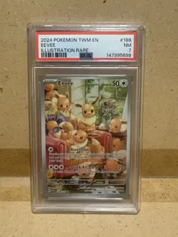 Pokemon Eevee 2024 Illustration Rare Holo Twilight Masquerade 188/167 PSA 7 - Image 3