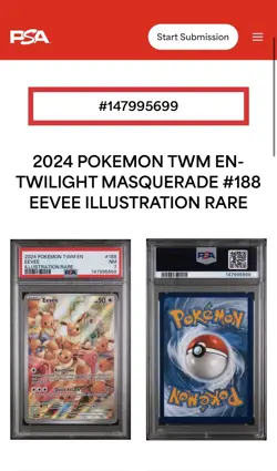 Pokemon Eevee 2024 Illustration Rare Holo Twilight Masquerade 188/167 PSA 7 - Image 5