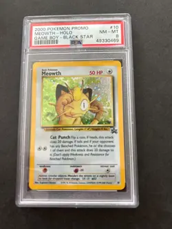 2000 POKEMON PROMO BLACK STAR GAME BOY #10 MEOWTH-HOLO PSA 8 - Image 1