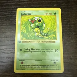 POKEMON 1st Edition Shadowless Base Set CATERPIE 45/102 Common LP Vintage WOTC - Image 1