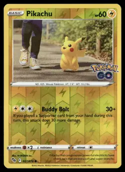 Pikachu 027/078 Common Pokemon GO Pokemon Reverse Holo Near Mint - Image 1