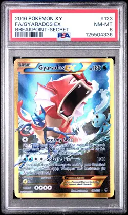 2016 POKEMON XY BREAKPOINT SECRET #123 FULL ART/GYARADOS EX PSA 8 - Image 1