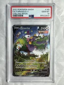 Pokemon 2021 Tornadus V 185/198 Full Art Chilling Reign GEM MINT PSA 10 - Image 1