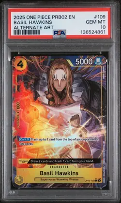 2025 One Piece PRB02 EN Basil Hawkins Alternate Art OP10-109 PSA 10 - POP 24 💎 - Image 1