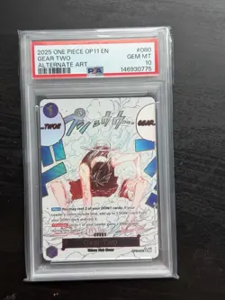 PSA 10 Gear 2 OP11-080 Luffy Parallel A Fist of Divine Speed ONE PIECE - Image 1