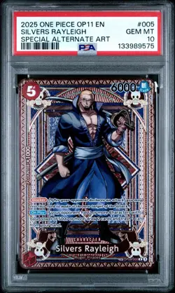 One Piece 2025 Fist of Divine Speed Silvers Rayleigh SP OP09-005 PSA 10 ENGLISH - Image 1
