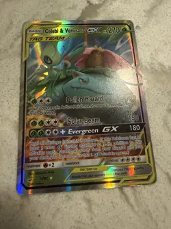 Celebi & Venusaur GX TAG TEAM Ultra Rare Holo SM-Team Up 1/181 - Image 3