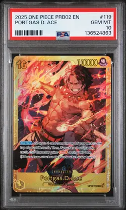 2025 One Piece PRB02 EN Portgas.D.Ace SEC Secret Rare OP07-119 PSA 10 💎 - Image 1