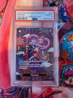 2026 ONE PIECE OP14-EB04-THE AZURE SEA'S SEVENALTERNATE ART #093 PERONA PSA 10 - Image 1