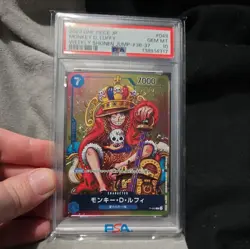 PSA10 ONE PIECE Card Game Monkey D Luffy WEEKLY SHONEN JUMP P-043 PROMO Japanese - Image 1