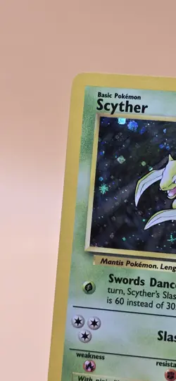 #3 Scyther 17/130 Base Set 2 2000 Holo Rare SWIRL WOTC Pokemon Card TCG - Image 3