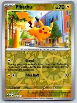 Pikachu - Reverse Holo - Paldean Fates 018/091 Okacheke Pokemon 151 Card NM - Image 1