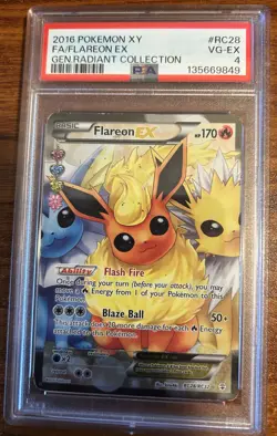 2016 Pokemon Generations Radiant Collection #RC28 Flareon EX UR FULL ART PSA 4 - Image 1