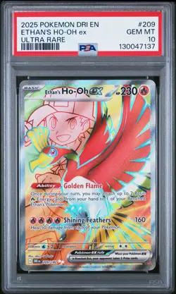 2025 POKEMON DRI EN-DESTINED RIVALS ULTRA RARE #209 ETHAN'S HO-OH EX PSA 10 - Image 1