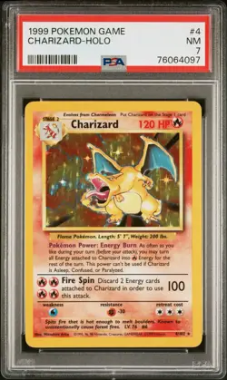 PSA 7 Charizard Base Set Unlimited #4 Holo Rare Pokemon. 1999 - Image 1