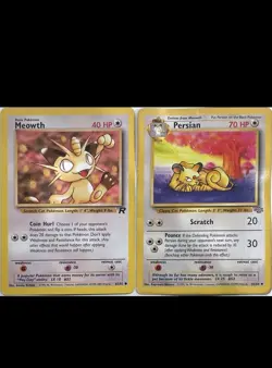Pokemon Vintage English Team Rocket Meowth #62 Base Set 2 Persian #42 Lot - Image 1