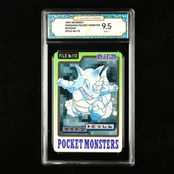 TQG 9.5 MINT+ 1997 Pokemon Bandai Carddass JPN Rhydon No.112 - Image 1