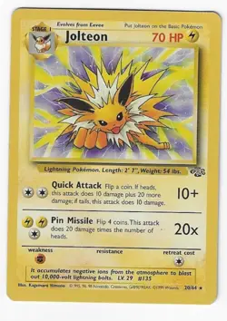 Jolteon 20/64 - Jungle Unlimited Non-Holo Rare Pokemon TCG - Image 1