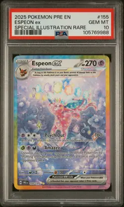 2025 POKEMON PRE EN-SPECIAL ILLUSTRATION RARE #155 ESPEON EX PSA 10 - Image 1