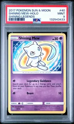 Shining Mew-Holo Pokemon Sun & Moon Shining Legends 40 NM PSA 9 - Image 1