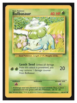Bulbasaur Base Set #044/102 LP Pokemon - Image 1
