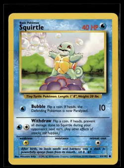 Pokemon TCG Base Set #063/102 Squirtle - Image 1