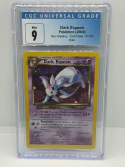 Pokemon Dark Espeon Neo Destiny Unlimited Holo Rare #4 CGC 9 NM🌀PERFECT SWIRL - Image 1