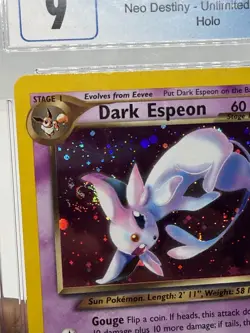 Pokemon Dark Espeon Neo Destiny Unlimited Holo Rare #4 CGC 9 NM🌀PERFECT SWIRL - Image 2