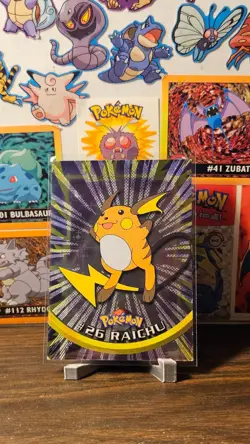 Pokemon 1999 Topps Series 1 Raichu #26 Textured Holo Foil TV Animation - LP - Image 1