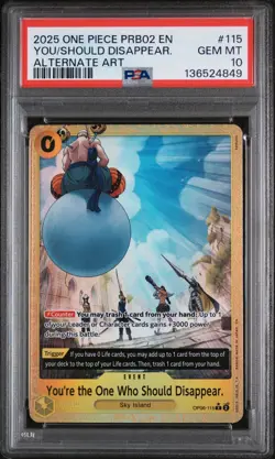 2025 One Piece PRB02 EN You're The One Who Should Disappear Alt Art PSA 10 💎 - Image 1