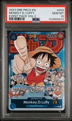 2023 ONE PIECE P-033 MONKEY D LUFFY EVENT PACK VOL 2 PROMO ENGLISH PSA 10 GEM MT - Image 1
