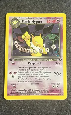 POKEMON CARD 2000 DARK HYPNO HOLO FIRST EDITION 9/82 TEAM ROCKET - Image 1