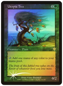 Magic the Gathering UTOPIA TREE #219/350 Invasion Green Foil Rare NM - Image 1