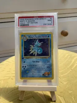 Pokemon Gym Heroes 1st Edition Holo Card Misty's Seadra 9/132 PSA 9 - Image 1
