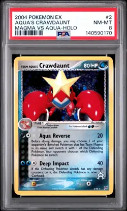 2004 POKEMON EX TEAM MAGMA VS TEAM AQUA #2 TEAM AQUA'S CRAWDAUNT-HOLO PSA 8 - Image 1