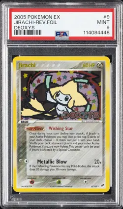 2005 POKEMON EX DEOXYS #9 JIRACHI-REVERSE FOIL PSA 9 - Image 1