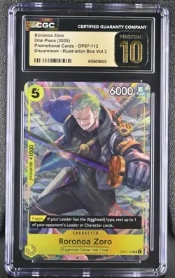 2025 One Piece Vol. 3 Roronoa Zoro Uncommon Promo CGC Pristine 10 #OP07-113 - Image 1