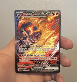 Pokemon TCG Destined Rivals Team Rocket's Moltres EX Full Art Card 229/182 - Image 1
