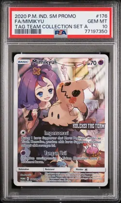 Mimikyu 176 Full Art PSA 10 Secret Rare Sun & Moon Pokemon Indonesian Promo Card - Image 5