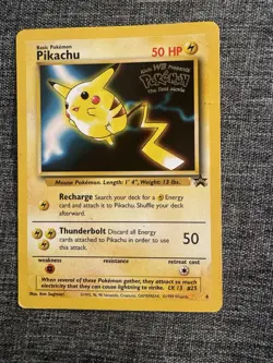 Pikachu 4 Black Star Movie Promo Stamped Non Holo WOTC TCG 1999 Pokemon Card - Image 1