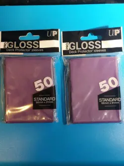 Ultra Pro Sleeves Deck Protector Purple PRO GLOSS Standard Size 50-Pack X2 - Image 1