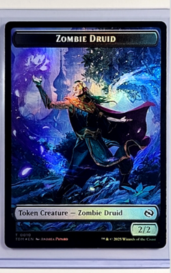 MTG Magic The Gathering TDM Dragonstorm Foil Token #10/16 Zombie Druid Treasure - Image 1
