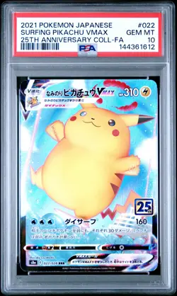 Surfing Pikachu Vmax 022 Pokemon Japanese 25th Anniversary Collection PSA 10 - Image 1