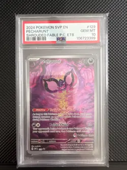 PSA 10 Pecharunt 129 SVP 2024 Pokemon Center Shrouded Fable ETB Black Star Promo - Image 1