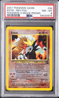 2001 POKEMON GAME MOVIE POKEMON 3 MOVIE PROMO #34 ENTEI-REVERSE FOIL PSA 8 - Image 1