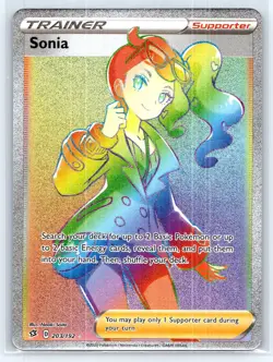 Sonia 203/192 Secret Rare Full Art Holo Trainer Rebel Clash Pokemon Card - Image 1